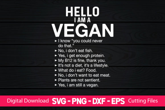 Hello I Am a Vegan Funny Vegan Gifts Graphics for Crafts