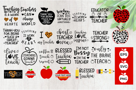 Teacher Svg Bundle Graphics for Crafts